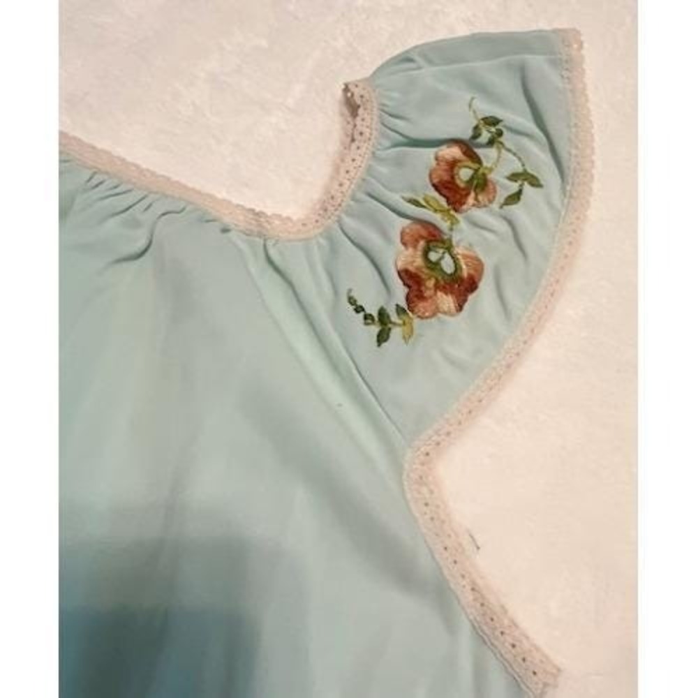 Vintage Glencraft Lingerie soft green‎ long nightgown size S embroidery - Picture 5 of 7
